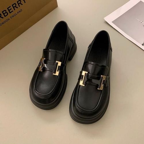 Mocassins Avec Fourrure Pour Femmes,Chaussures  Plateforme Ronde,Style Britannique,Bouche Peu Profonde,Chaussures D'automne Pour Femmes,Bottes Dcontractes,Noir - 39