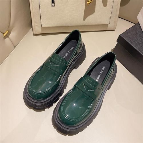 Mocassins Avec Fourrure Pour Femmes,Chaussures  Plateforme Ronde,Style Britannique,Bouche Peu Profonde,Chaussures D'automne Pour Femmes,Bottes Dcontractes,Noir - 35
