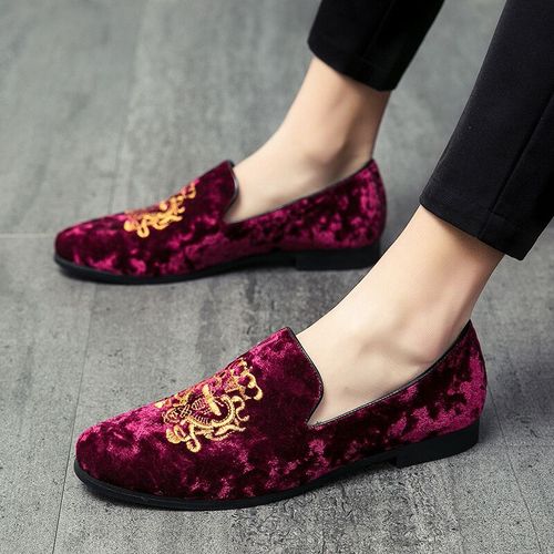 Mocassins Brods En Daim Pour Hommes,Chaussures En Cuir,Robe De Marie,Dcontract,Grande Taille,Pois Paresseux,2022 - 38