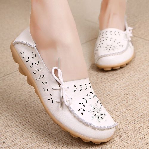 Mocassins D'automne En Cuir Vritable Pour Femmes,Chaussures De Ballet  N?Ud Papillon,Grande Taille, - 34