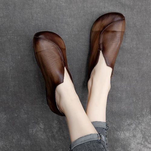 Mocassins D't En Cuir Pour Femmes,Chaussures Plates Dcontractes  Enfiler,Chaussures De Ballerine Confortables Pour Femmes,Haute Qualit - 35