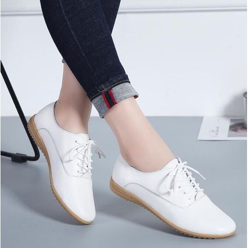 Mocassins D't En Cuir Vritable Pour Femmes,Chaussures Dcontractes,Mocassins Souples Et Pointus,Chaussures Plates Blanches Pour Dames,2024 - 37