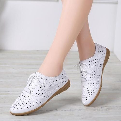 Mocassins D't En Cuir Vritable Pour Femmes,Chaussures Dcontractes,Mocassins Souples Et Pointus,Chaussures Plates Blanches Pour Dames,2024 - 41