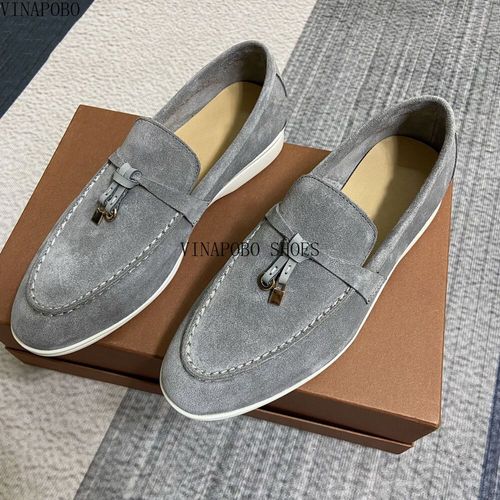 Mocassins D't En Daim Pour Femmes,Chaussures Plates  Enfiler Peu Profondes,Cuir Vritable,Chaussures De Conduite Dcontractes,Serrure En Mtal,Vert - 46