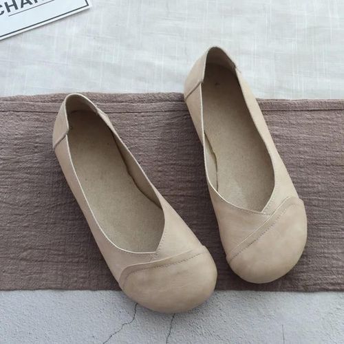 Mocassins En Cuir  Enfiler Pour Femmes,Baskets Rondes Dcontractes Pour Dames,Chaussures D'infirmire Plates Mignonnes,Chaussures De Ballet  La Mode,Printemps Et Automne 2024 - 35