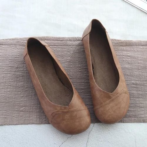 Mocassins En Cuir  Enfiler Pour Femmes,Baskets Rondes Dcontractes Pour Dames,Chaussures D'infirmire Plates Mignonnes,Chaussures De Ballet  La Mode,Printemps Et Automne 2024 - 40