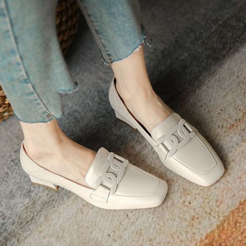 Mocassins En Cuir  Talon Bas Pour Femmes,Chaussures D't lgantes,Mocassins Noirs,Dcontract,Carr,Parker Avec Remise,Chic,2024 - 40