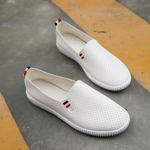 Mocassins En Cuir Dcoups Blancs Pour Femmes,Chaussures  Enfiler,Talons Bas,Espadrilles Dcontractes,Baskets Pour Dames - 40
