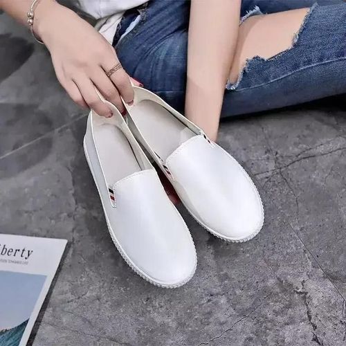 Mocassins En Cuir Dcoups Blancs Pour Femmes,Chaussures  Enfiler,Talons Bas,Espadrilles Dcontractes,Baskets Pour Dames - 37
