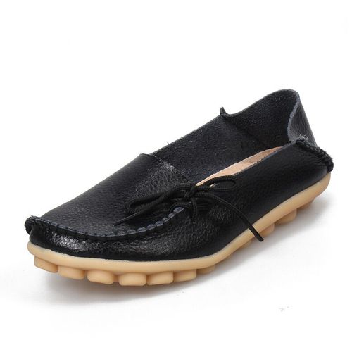 Mocassins En Cuir Group Pour Femme,Chaussures Plates, Enfiler,Avec Nministriels D Papillon,Grande Taille,Automne 2024 - 34