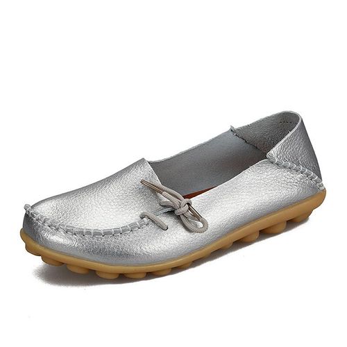 Mocassins En Cuir Group Pour Femme,Chaussures Plates, Enfiler,Avec Nministriels D Papillon,Grande Taille,Automne 2024 - 34