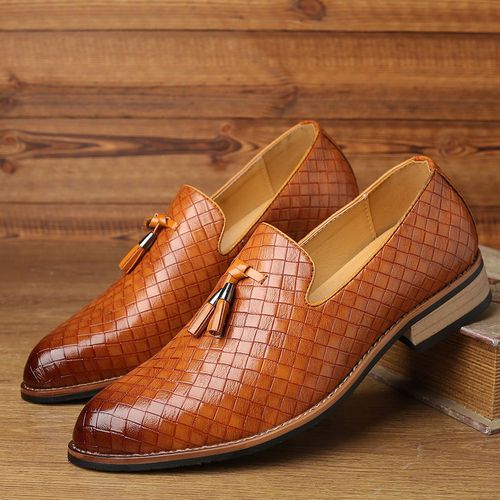 Mocassins En Cuir Ondul Pour Hommes,Chaussures  Enfiler Dcontractes,Confortables,Glands,Fte De Mariage,Mode Printemps Et Automne - 45