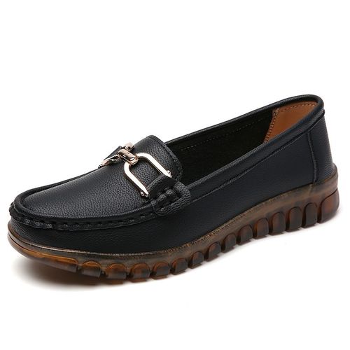 Mocassins En Cuir Pour Femmes,Chaussures Dcontractes,Noires,Confortables,Plates - 38