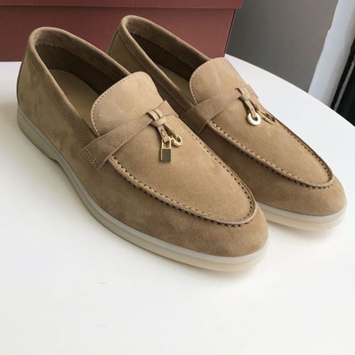 Mocassins En Cuir Unisexe Pour Hommes Et Femmes,Chaussures Plates En Daim,Chaussures De Marche Dcontractes,Verrouillage  Pampilles,Haute Qualit - 43