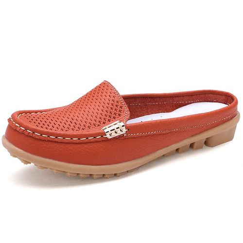 Mocassins En Cuir Vritable Pour Femmes,Chaussures Dcontractes,Demi-Loafers,Marque De Luxe,Demi-Pantoufles
