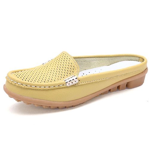 Mocassins En Cuir Vritable Pour Femmes,Chaussures Dcontractes,Demi-Loafers,Marque De Luxe,Demi-Pantoufles