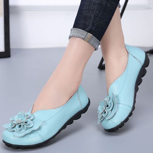 Mocassins En Cuir Vritable Souple Pour Femmes,Chaussures Plates Avec Fleurs,Mocassins De Crateurs,Ballerine  Enfiler,2022 - 35
