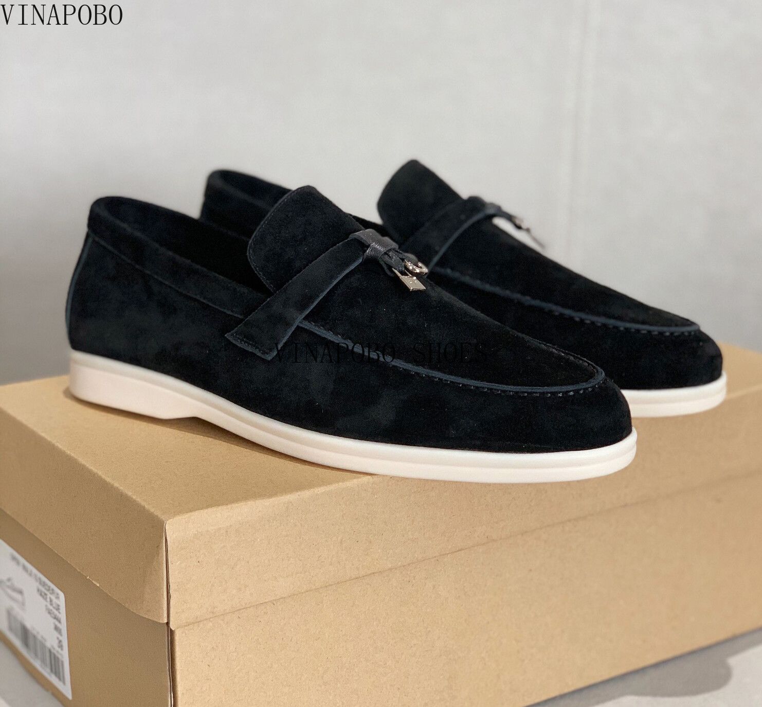 Mocassins En Daim  Bout Rond Pour Femmes,Chaussures Plates Dcontractes,Bord Incrust,Conception De Pendentif En Mtal  Glands,Chaussures De Marche  Enfiler,Haute Qualit - 43