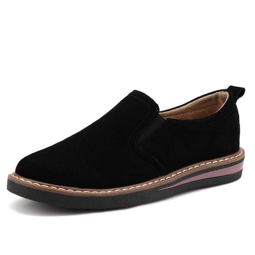 Mocassins En Daim Et Cuir Pour Femme,Chaussures Confortables  Enfiler, Bout Carr,Style Abricot Dcontract,Collection Printemps-Automne
