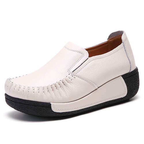 Mocassins En Daim Et Cuir Pour Femmes,Chaussures Plates  Semelle Souple,Avec Pompon,Collection Printemps-Automne - 10