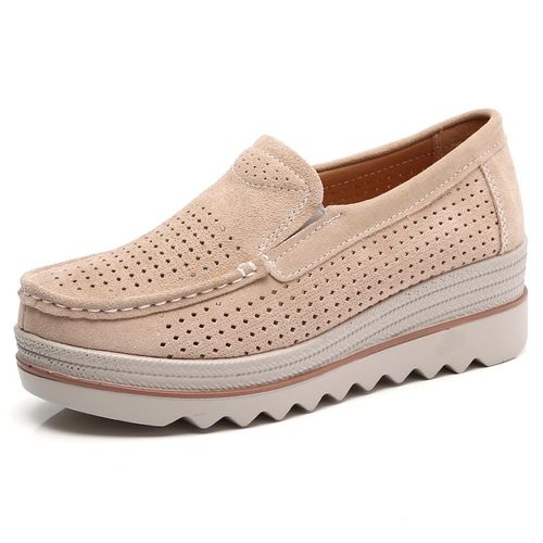 Mocassins En Daim Et Cuir Pour Femmes,Chaussures Plates  Semelle Souple,Avec Pompon,Collection Printemps-Automne
