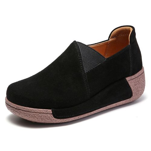 Mocassins En Daim Et Cuir Pour Femmes,Chaussures Plates  Semelle Souple,Avec Pompon,Collection Printemps-Automne