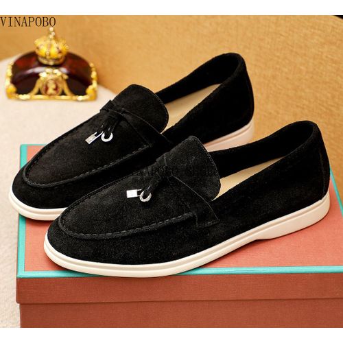 Mocassins En Daim Naturel Pour Femmes,Chaussures Plates  Enfiler,Fermeture En Mtal,Mocassins  Pampilles,Chaussures De Marche Dcontractes,Qualit,t - 43