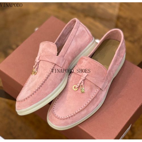 Mocassins En Daim Naturel Pour Femmes,Chaussures Plates  Enfiler,Fermeture En Mtal,Mocassins  Pampilles,Chaussures De Marche Dcontractes,Qualit,t - 36