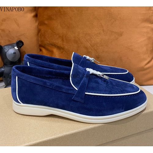 Mocassins En Daim Naturel Pour Femmes,Chaussures Plates  Enfiler,Fermeture En Mtal,Mocassins  Pampilles,Chaussures De Marche Dcontractes,Qualit,t - 36