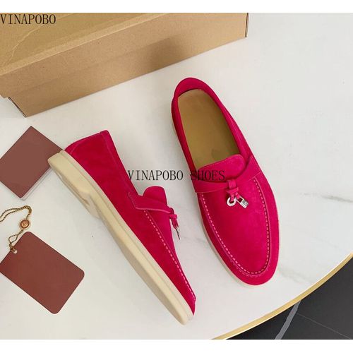 Mocassins En Daim Vritable Pour Femmes,Bord Incrust,Pendentif Pompon,Conception Dcontracte,Chaussures Plates,Slim, Enfiler,Amoureux,Chaussures De Marche - 36