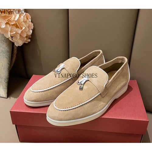 Mocassins En Daim Vritable Pour Femmes,Bord Incrust,Pendentif Pompon,Conception Dcontracte,Chaussures Plates,Slim, Enfiler,Amoureux,Chaussures De Marche - 36
