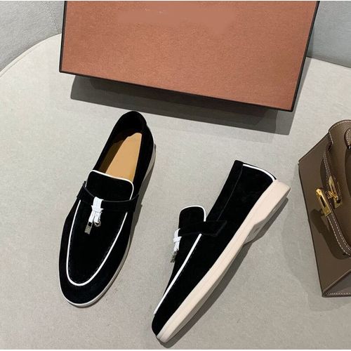 Mocassins En Daim Vritable Pour Femmes,Bord Incrust,Pendentif Pompon,Conception Dcontracte,Chaussures Plates,Slim, Enfiler,Amoureux,Chaussures De Marche - 45
