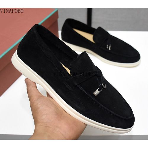 Mocassins En Daim Vritable Pour Hommes,Chaussures Plates,Chaussures De Marche Dcontractes,Multicolore,Qualit,Vtements De Crmonie,Pendentif Pompon,Marque De Crateur - 36