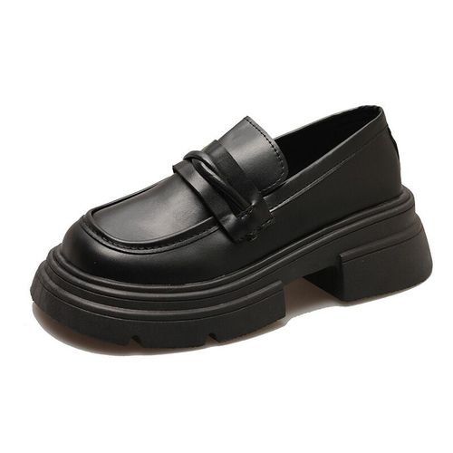 Mocassins Noirs Dcontracts Avec Fourrure Pour Femmes,Chaussures Pour Femmes,Chaussures Rondes,Parker Oxfords,Sabots De Style Britannique,Plate-Forme  Enfiler,Automne B,2024 - 38