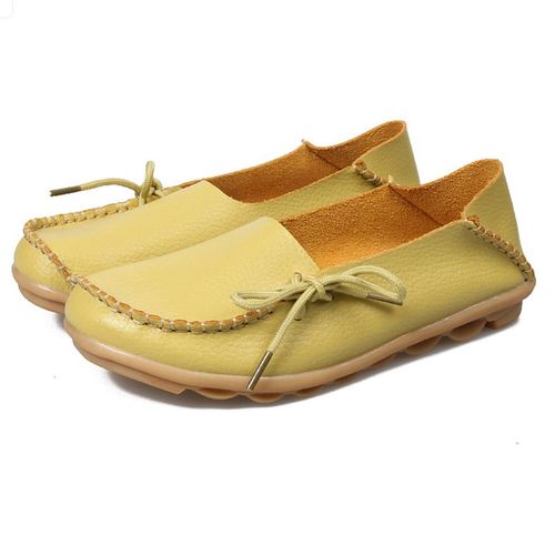 Mocassins Plats En Cuir Naturel Pour Femmes,Chaussures De Conduite Confortables  La Mode, - 40