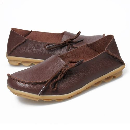 Mocassins Plats En Cuir Naturel Pour Femmes,Chaussures De Conduite Confortables  La Mode, - 41