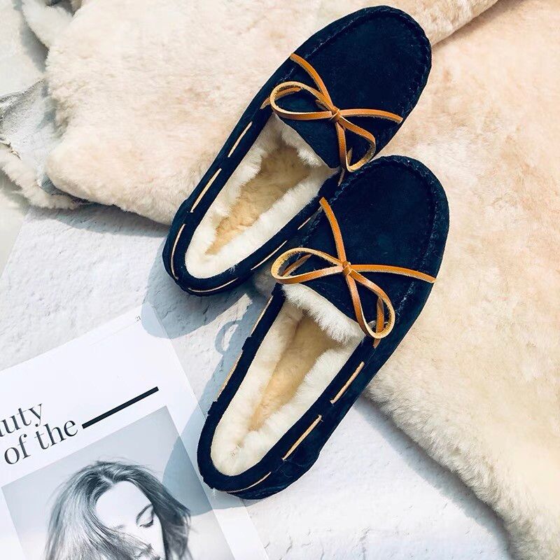 Mocassins Plats En Cuir Vritable Pour Femmes,Chaussures Dcontractes,Fourrure Vritable,Haute Qualit,Cuir Souple,Marque De Mode - 38