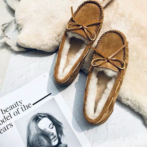 Mocassins Plats En Cuir Vritable Pour Femmes,Chaussures Dcontractes,Fourrure Vritable,Haute Qualit,Cuir Souple,Marque De Mode - 36