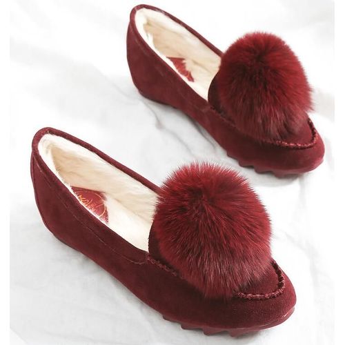 Mocassins Plats En Fourrure  Pompons Mignons Pour Femmes,9.5,10 Espadrilles,Ballet,Ald On Creepers,Confortable,Nouvelle Arrive,Hiver,2023
