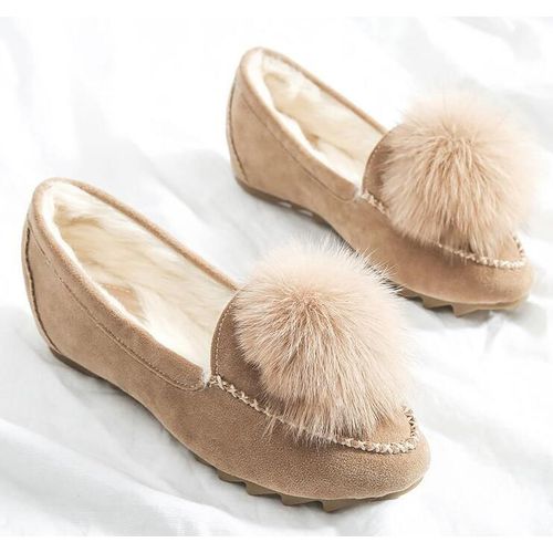 Mocassins Plats En Fourrure  Pompons Mignons Pour Femmes,9.5,10 Espadrilles,Ballet,Ald On Creepers,Confortable,Nouvelle Arrive,Hiver,2023