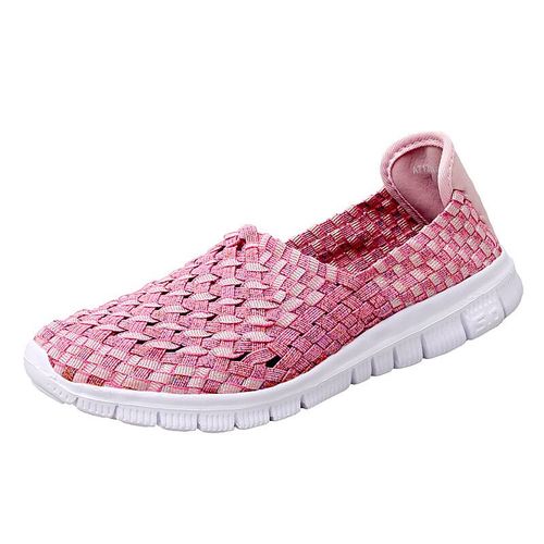Mocassins Respirants En Nylon Tiss  La Main Pour Femmes,Chaussures Plates lastiques,Dcontractes,Vert Brillant,t - 10