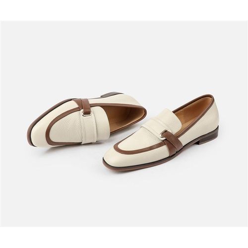 Mocassins Rtro En Cuir Vritable Pour Femmes,Chaussures  Enfiler,Couleurs Mlanges,Chaussures Parker Carres,Chaussures Plates Pour Femmes,Printemps 2022 - 39