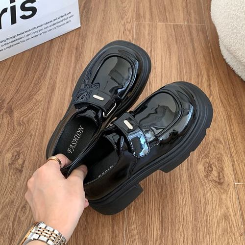 Mocassins Ronds Noirs Avec Fourrure Pour Femme,Baskets Dcontractes,Oxfords,Sabots,Plateforme,Automne - 38