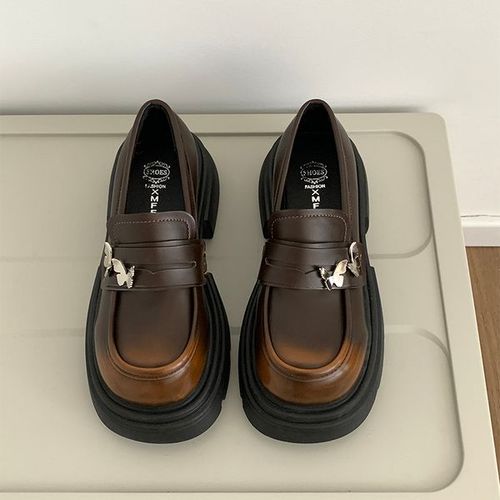 Mocassins Ronds Noirs Avec Fourrure Pour Femme,Baskets Dcontractes,Oxfords,Sabots,Plateforme,Automne - 37
