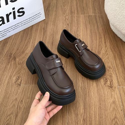 Mocassins Ronds Noirs Avec Fourrure Pour Femme,Baskets Dcontractes,Oxfords,Sabots,Plateforme,Automne - 38