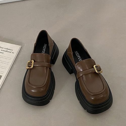 Mocassins Ronds Noirs Avec Fourrure Pour Femme,Baskets Dcontractes,Oxfords,Sabots,Plateforme,Automne - 38