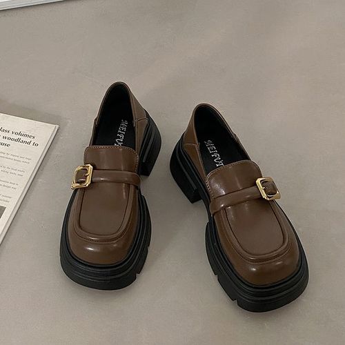 Mocassins Ronds Noirs Avec Fourrure Pour Femme,Baskets Dcontractes,Oxfords,Sabots,Plateforme,Automne - 37