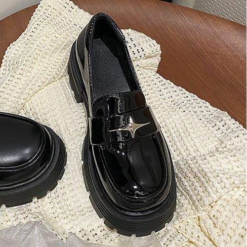 Mocassins Ronds Noirs Avec Fourrure Pour Femme,Baskets Dcontractes,Oxfords,Sabots,Plateforme,Automne - 40