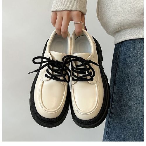 Mocassins Ronds Noirs Avec Fourrure Pour Femme,Baskets Dcontractes,Oxfords,Sabots,Plateforme,Automne - 38