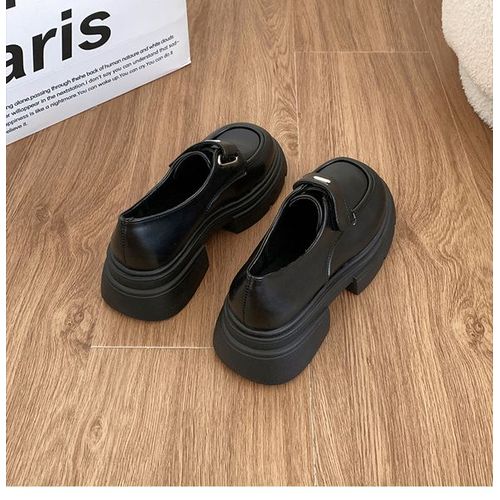 Mocassins Ronds Noirs Avec Fourrure Pour Femme,Baskets Dcontractes,Oxfords,Sabots,Plateforme,Automne - 38